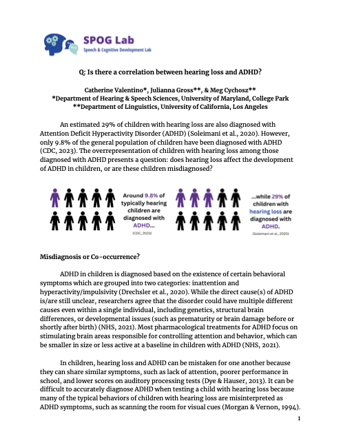 First page of “Is there a correlation between hearing loss and ADHD?”